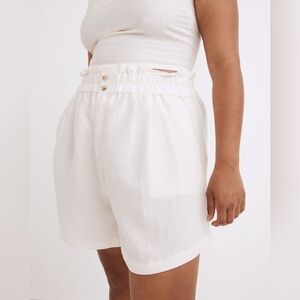 MADEWELL White Linen Blend Pull On High Rise Paper Bag Shorts‎ Size XXL